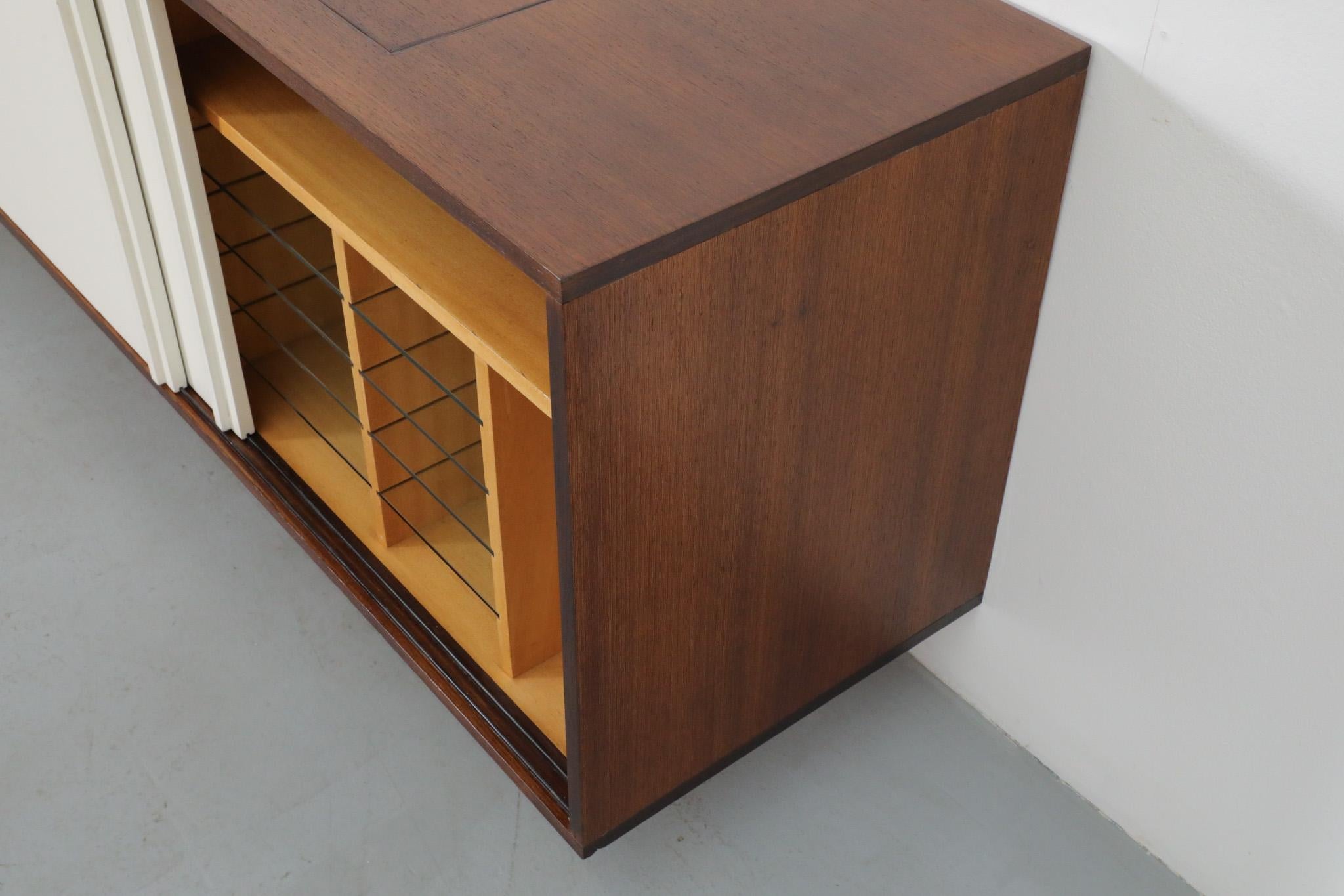 Custom Martin Visser Floating Wenge Wall Mount Credenza w/ Record Player Cabinet For Sale 6