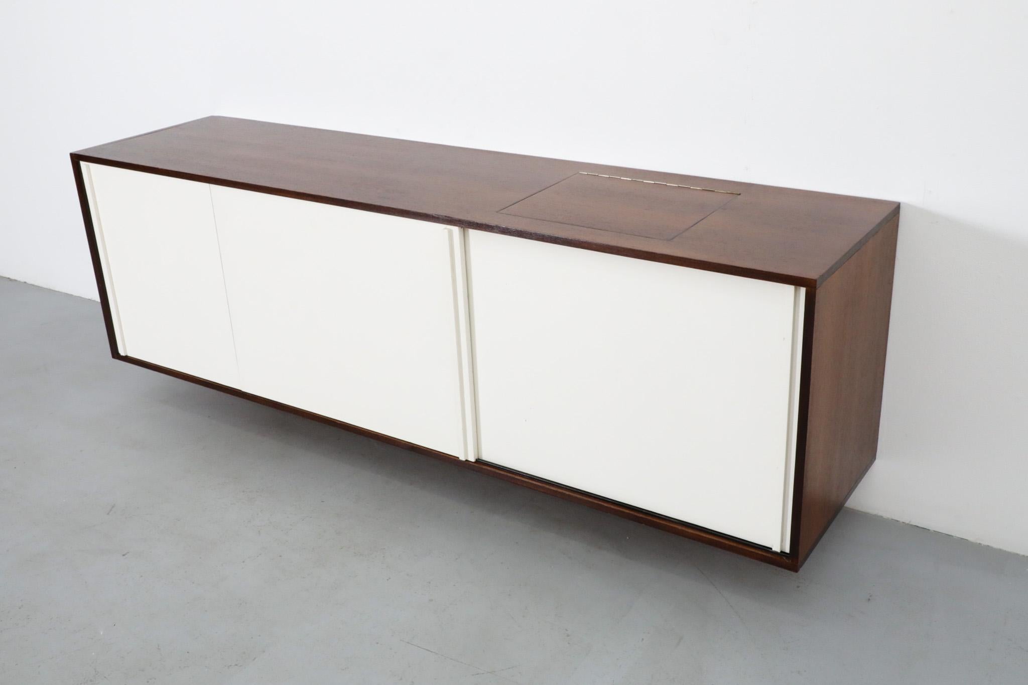 Custom Martin Visser Floating Wenge Wall Mount Credenza w/ Record Player Cabinet For Sale 8
