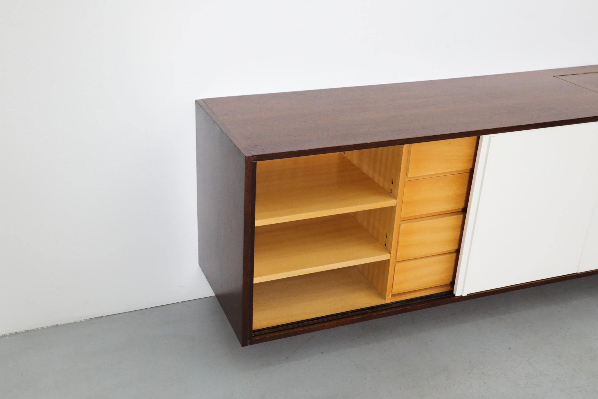 Custom Martin Visser Floating Wenge Wall Mount Credenza w/ Record Player Cabinet For Sale 9