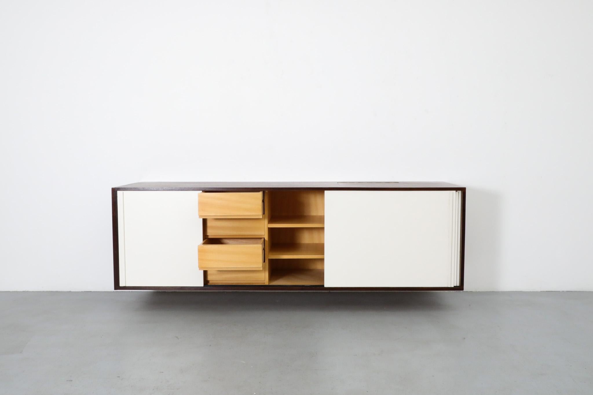 Mid-Century Modern Custom Martin Visser Floating Wenge Wall Mount Credenza w/ Record Player Cabinet For Sale