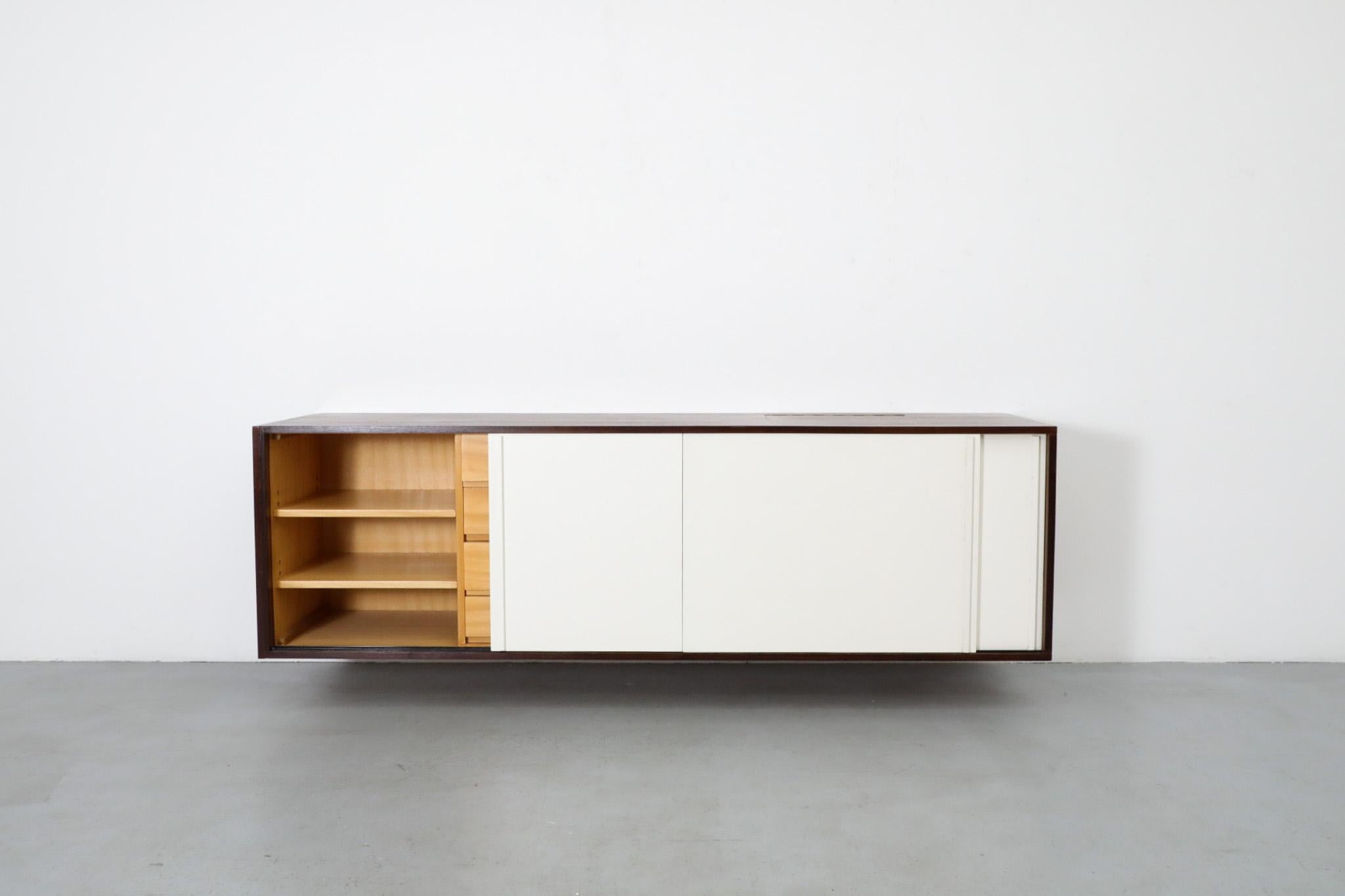 Dutch Custom Martin Visser Floating Wenge Wall Mount Credenza w/ Record Player Cabinet For Sale