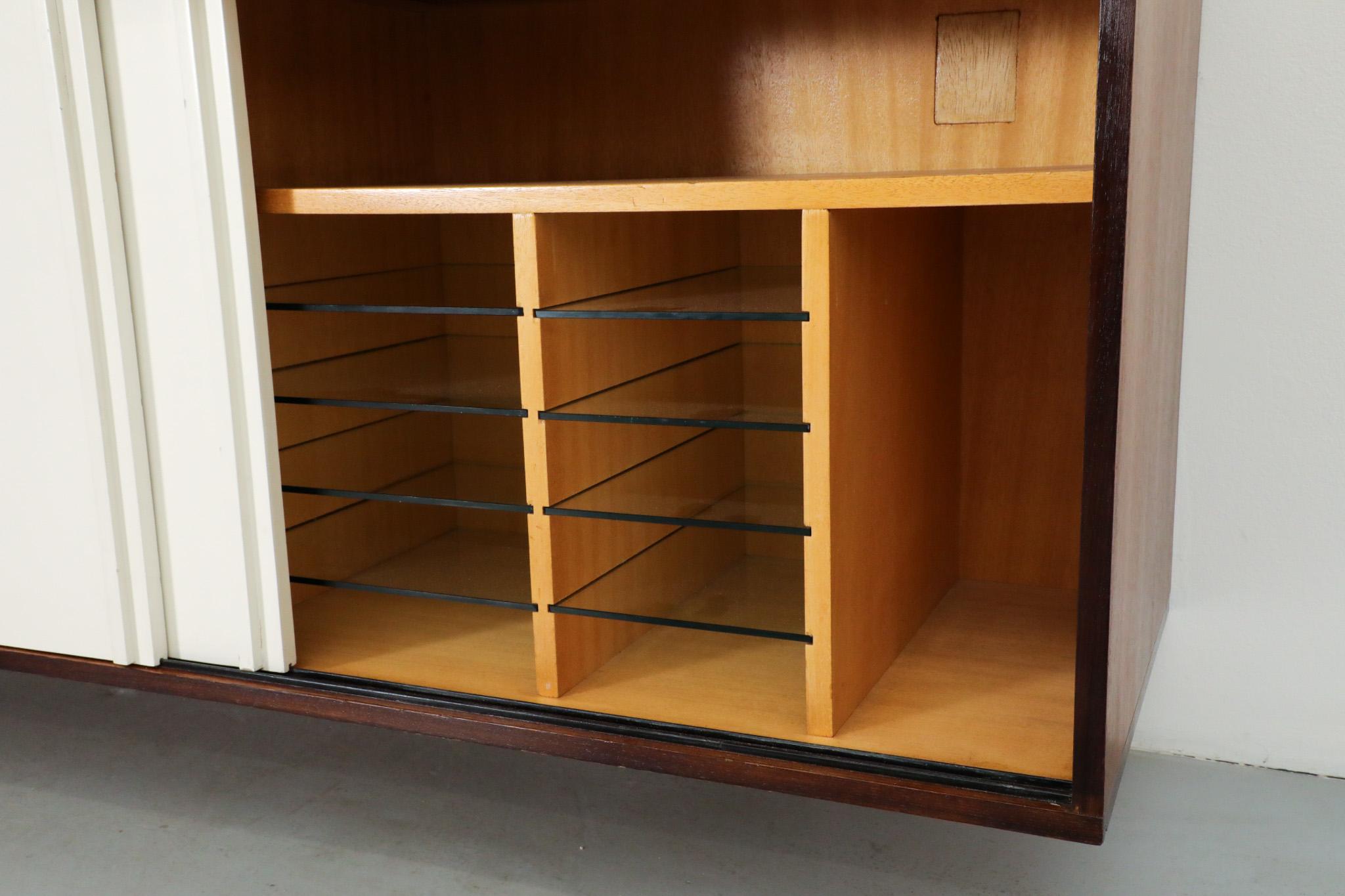Custom Martin Visser Floating Wenge Wall Mount Credenza w/ Record Player Cabinet For Sale 1