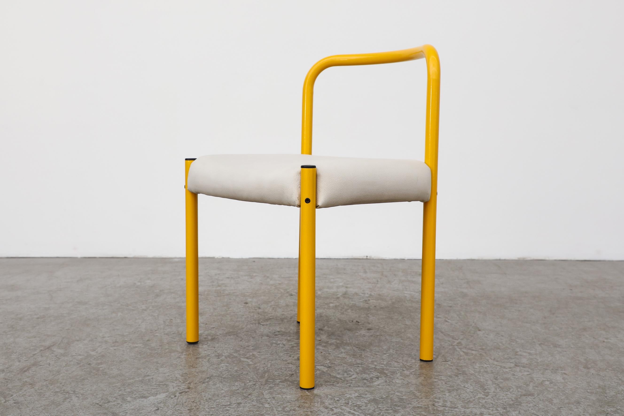 Metal Mid-Century Martin Visser 'SE03' Side Chair for 't Spectrum with Yellow Frame For Sale