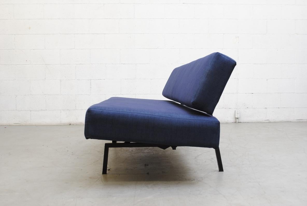 Mid-Century Modern Mid-Century Martin Visser Streamline Sleeper Sofa with Blue Upholstery