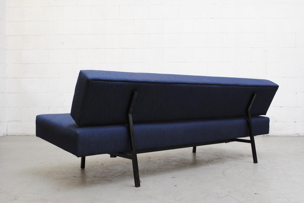 Dutch Mid-Century Martin Visser Streamline Sleeper Sofa with Blue Upholstery