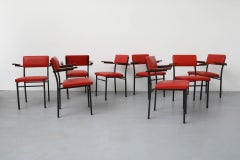 Fauteuils de style Martin Visser du milieu du siècle dernier avec tapisserie Skai rouge originale