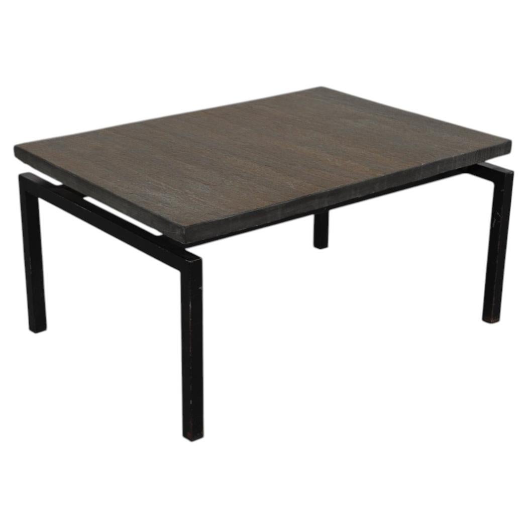 Mid-Century Martin Visser Style Stone Top Table, Black Enameled Metal