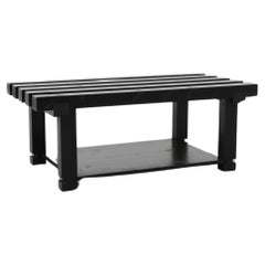 Vintage Mid-Century Martin Vissser Inspired Ebony Stained Slatted Coffee Table or Bench