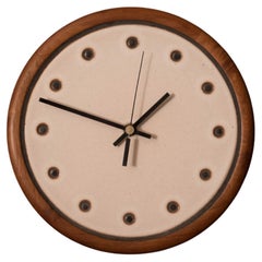 Mid Century Martz Stoneware Ceramic and Walnut Wall Clock for Marshall Studios