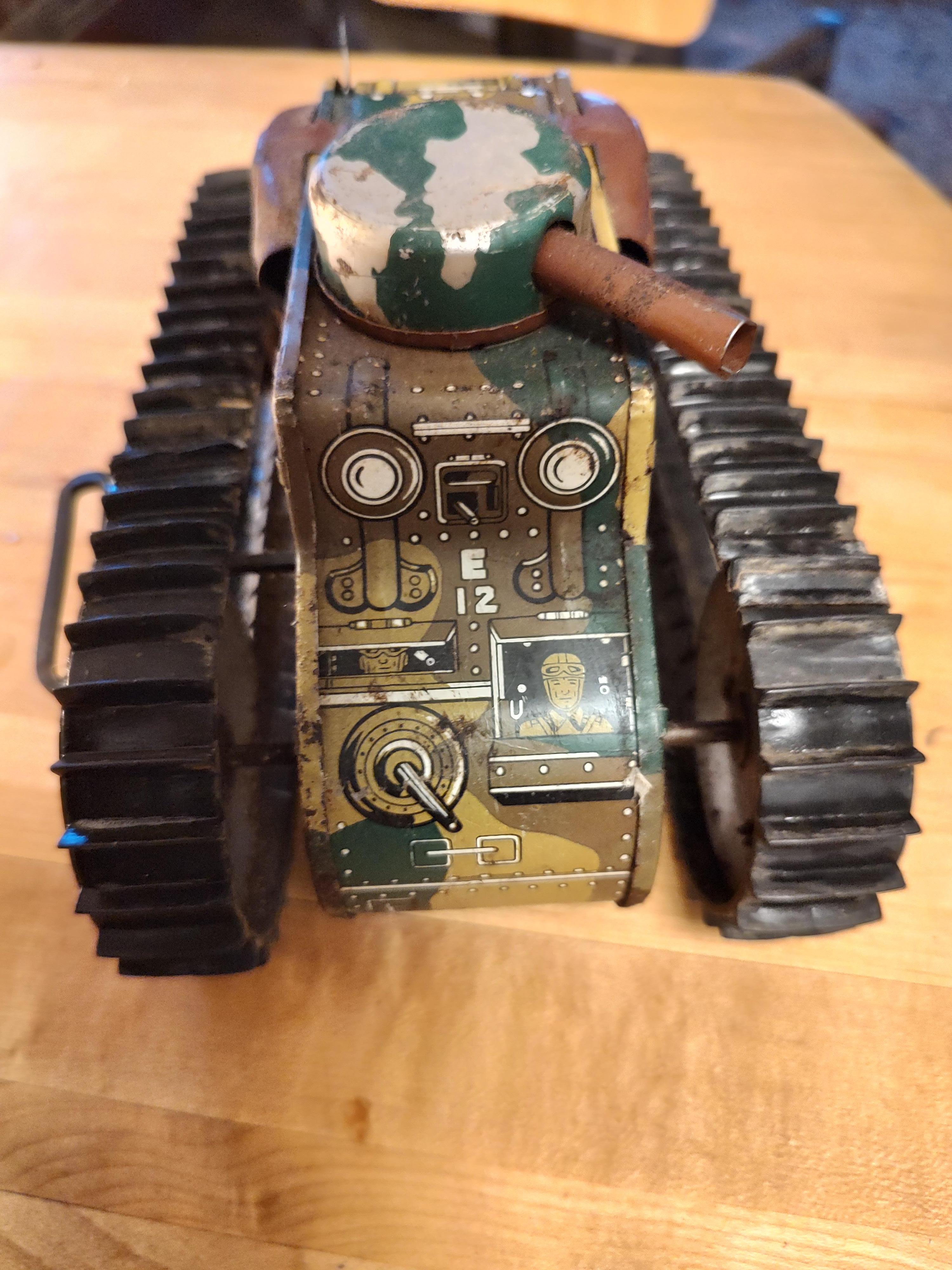 Mid-20th Century Mid Century Marx Tin Litho Windup WWII Tank