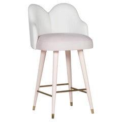 Mid-Century Mary Pink Nubuck and White Leather Swivel Bar Stools By Greenapple