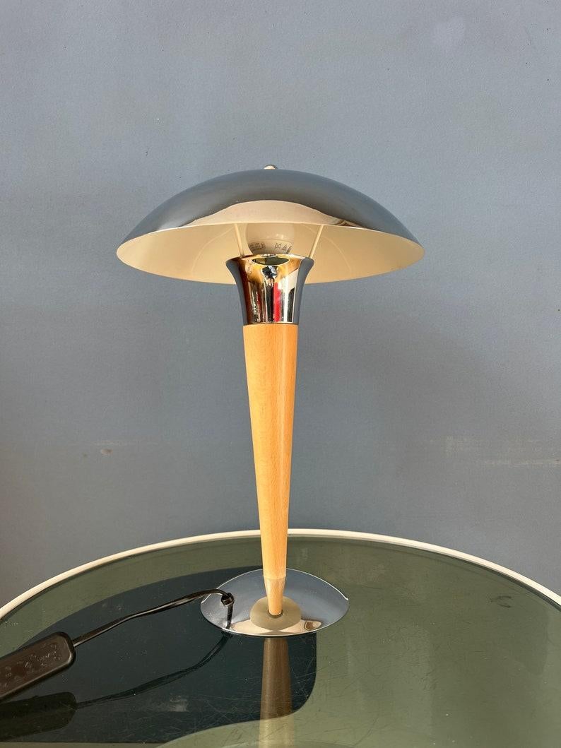 Lampe de table champignon massive en chrome du milieu des années 1970 en vente 1