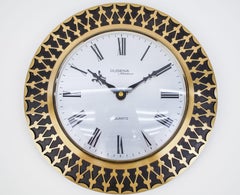Massive Wanduhr aus Messing aus der Mitte des Jahrhunderts von Dugena Atelier, Quarz, 1960er Jahre, Deutschland