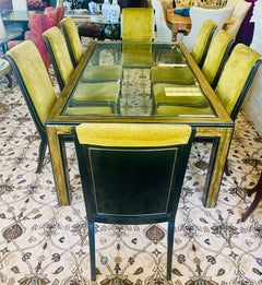 Mid Century Mastercraft, Bernhard Rohne Dining Room Set Acid Etched Brass Inlay