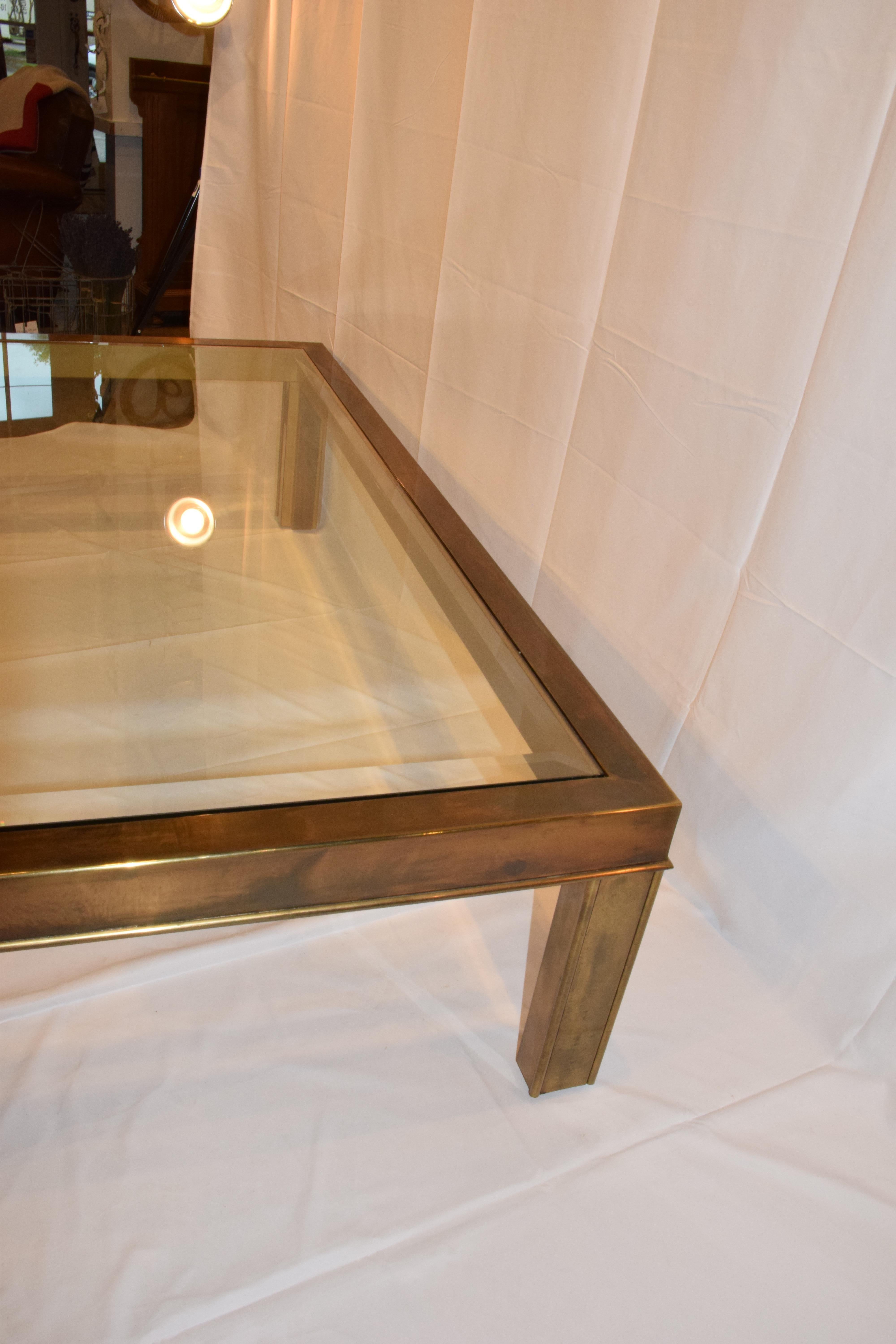 Midcentury Mastercraft Brass Coffee Table with Original Beveled Glass 1