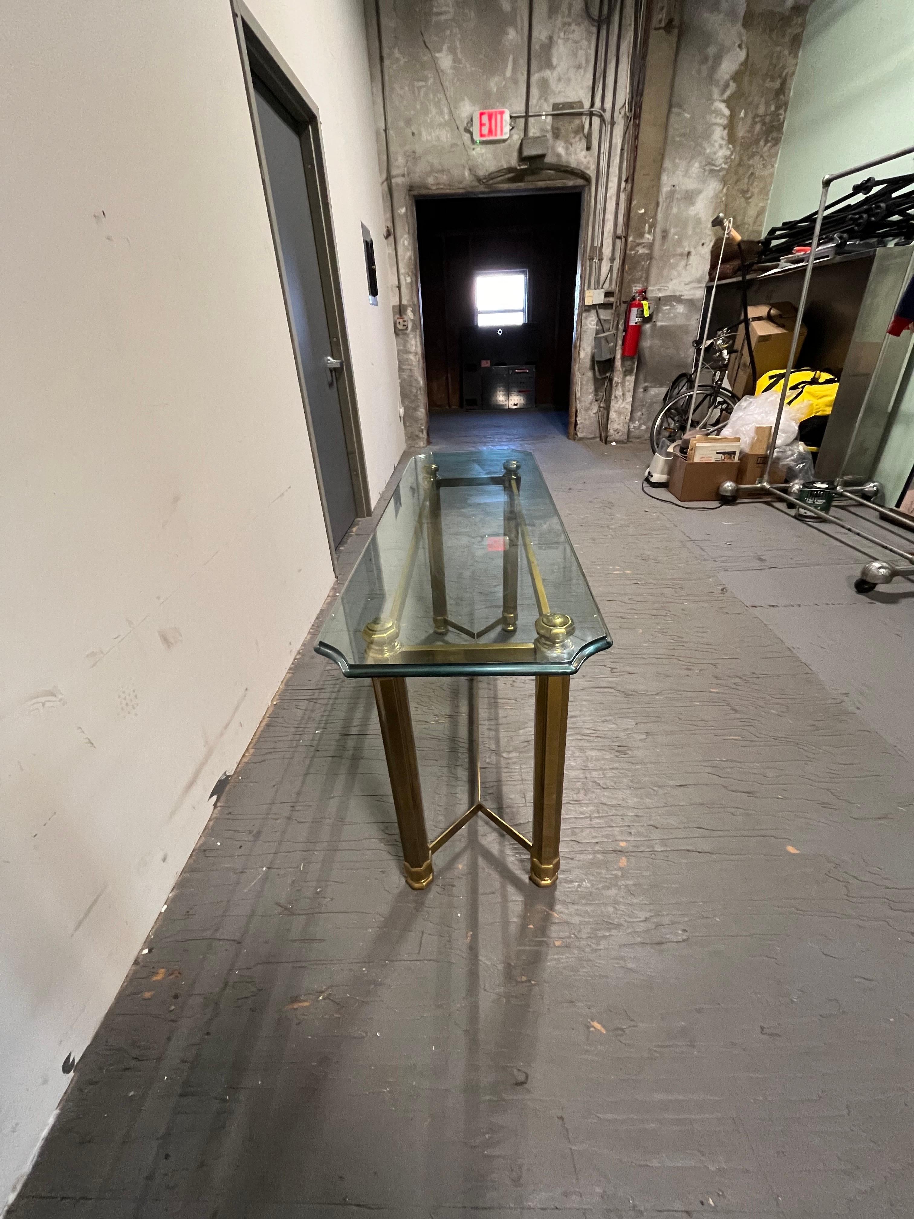 American Mid Century Mastercraft Brass Console For Sale