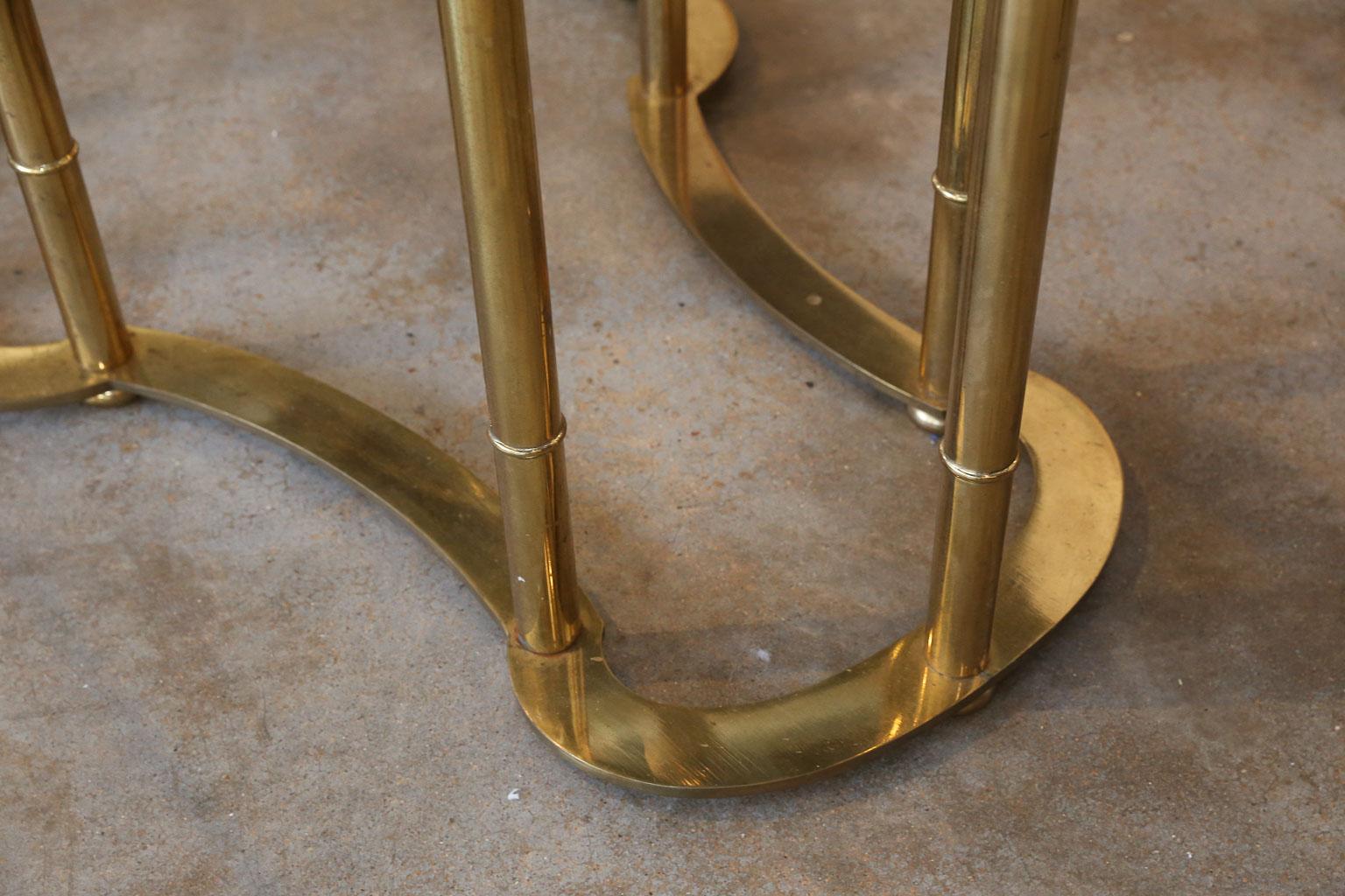 Late 20th Century Midcentury Mastercraft Brass Racetrack Dining Table