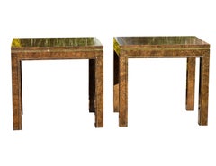 Mid-Century Mastercraft Burl Side Tables, Pair
