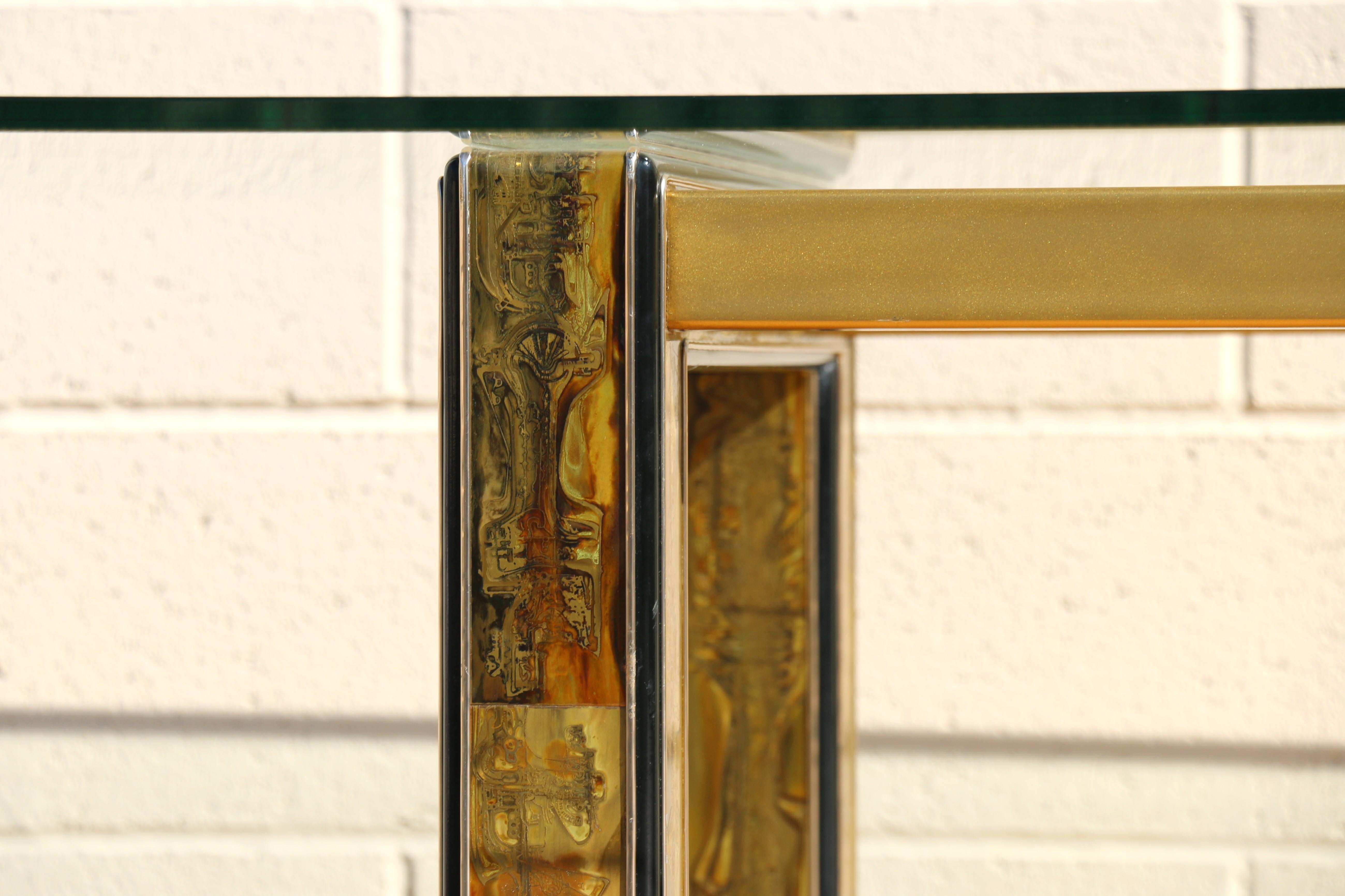 Table de salle à manger en laiton Mastercrafters by Bernhard Rohne, années 1970 en vente 9