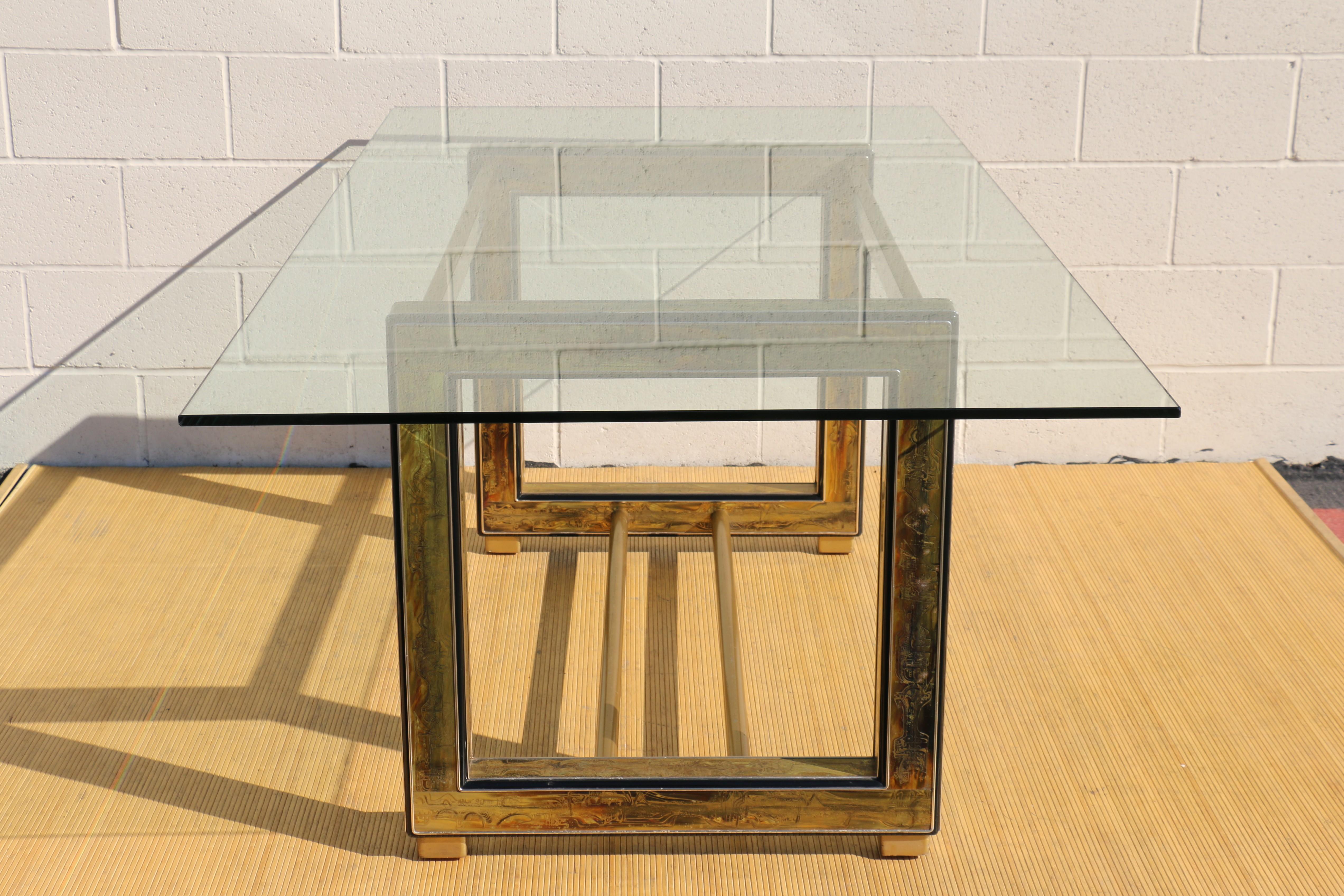 Table de salle à manger en laiton Mastercrafters by Bernhard Rohne, années 1970 en vente 1