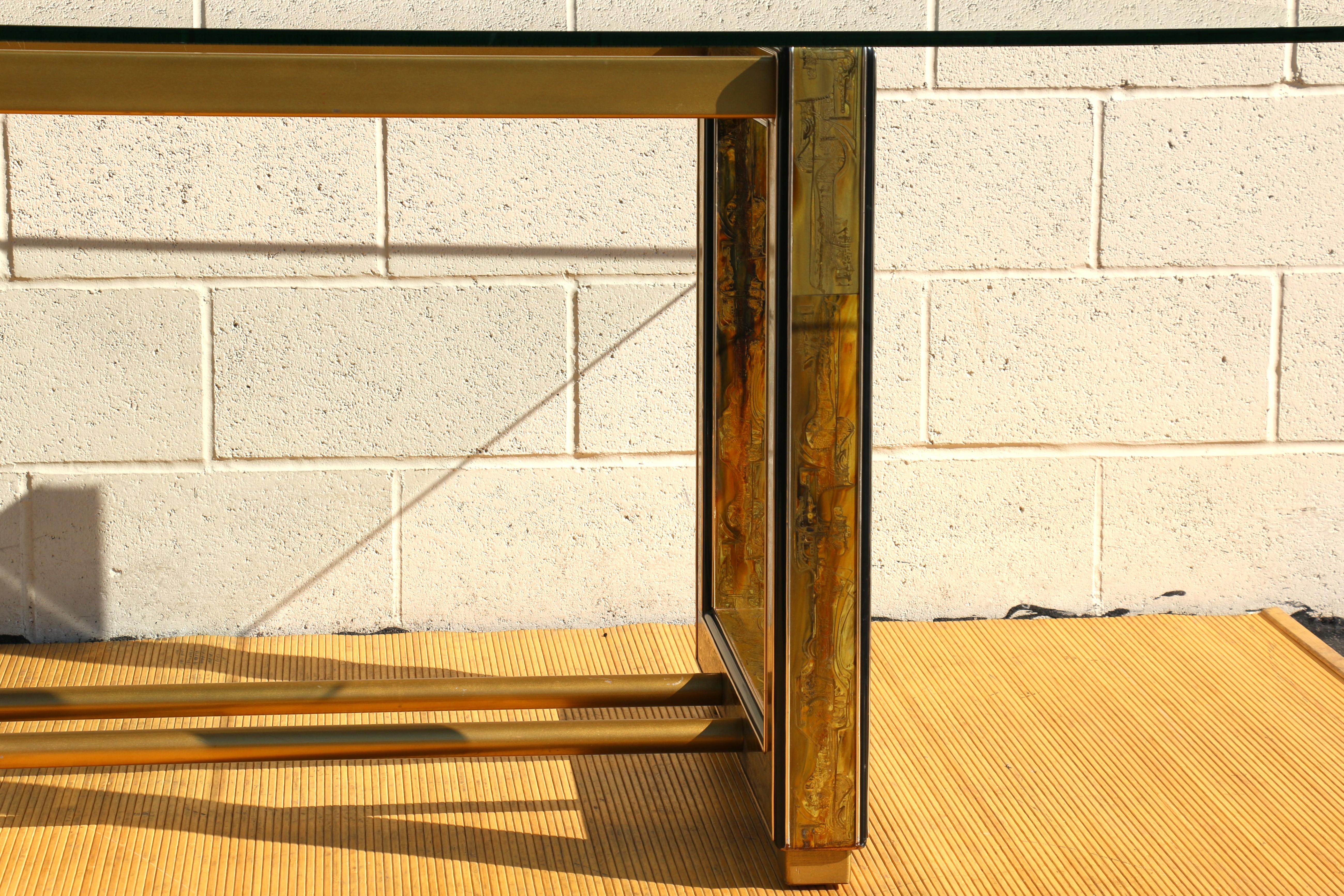 Table de salle à manger en laiton Mastercrafters by Bernhard Rohne, années 1970 en vente 2
