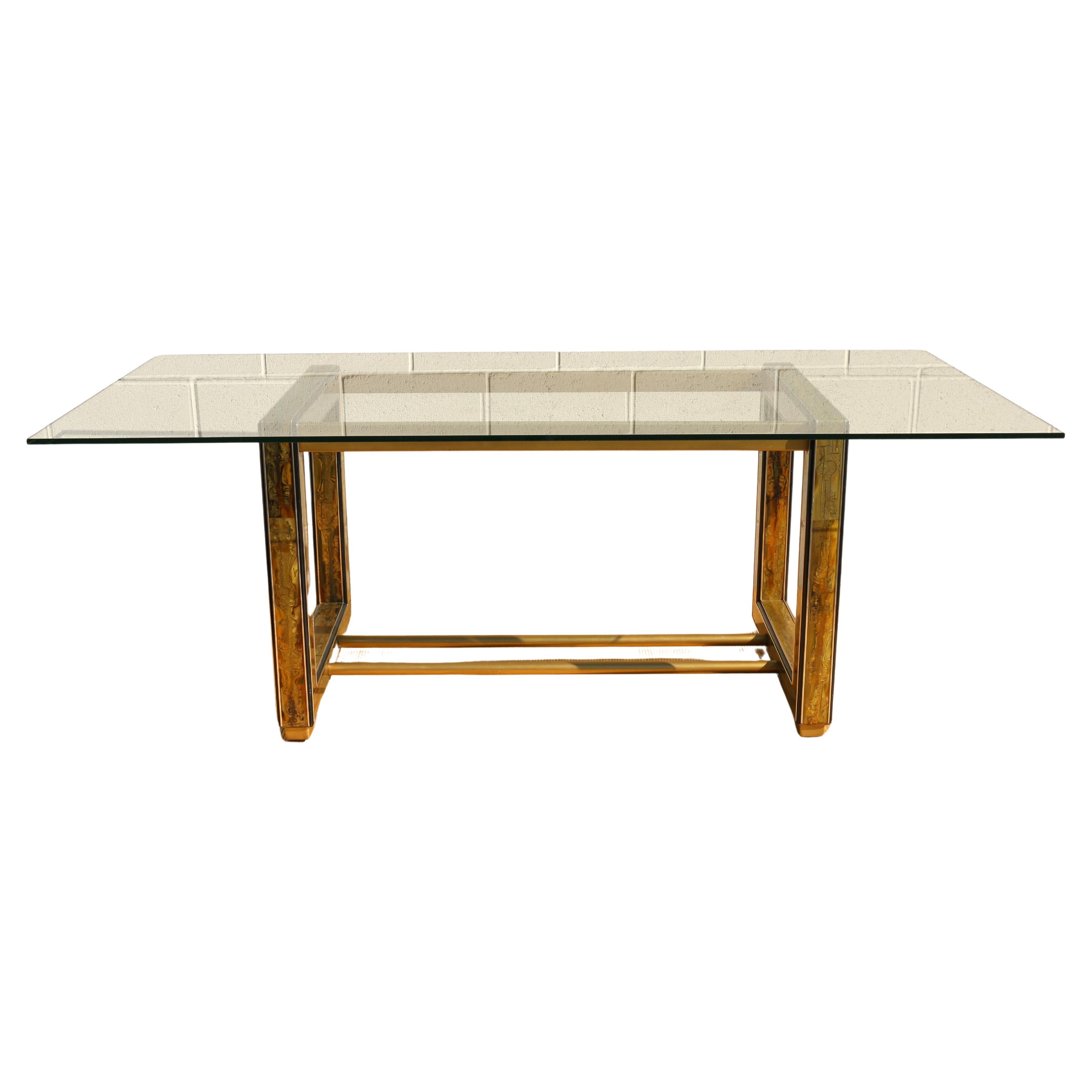 Mid-Century Mastercraft by Bernhard Rohne Brass Dining Table, 1970’s