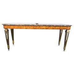 Mid-Century Mastercraft Console Table in Marble and Burl