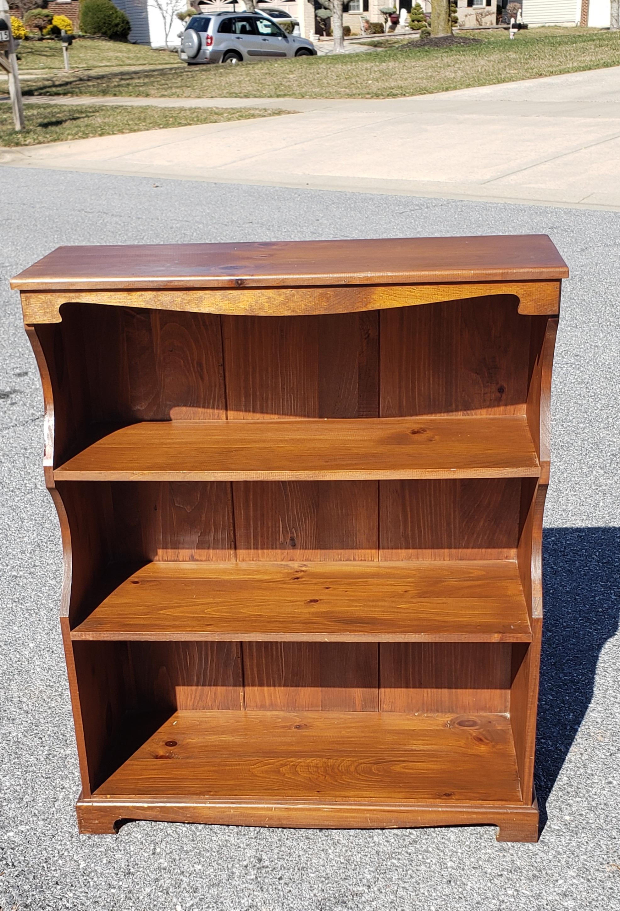 Midcentury Mastercraft pine two-shelf low Bookcase measuring 29.75