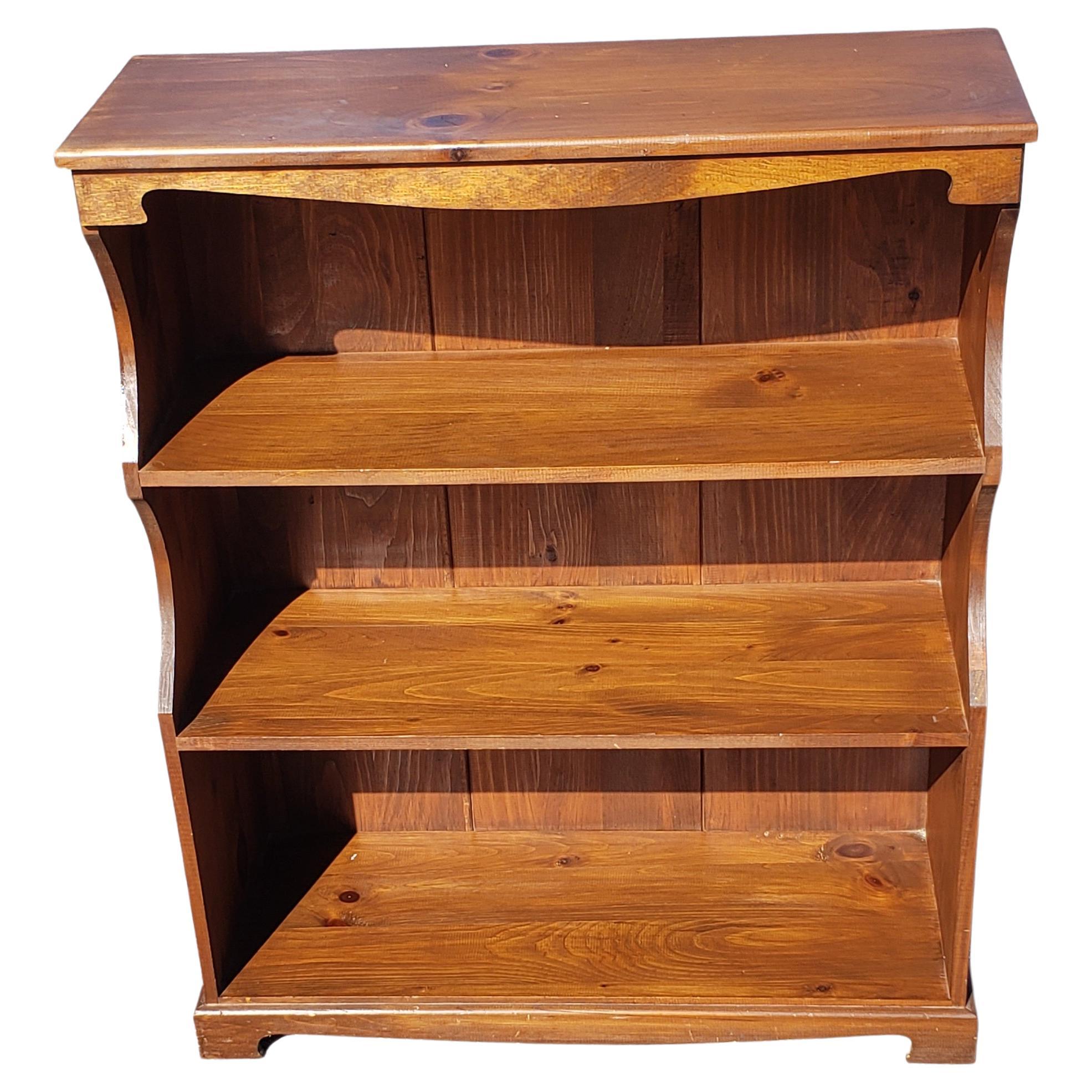 Midcentury Mastercraft Pine Two-Shelf Low Bookcase For Sale