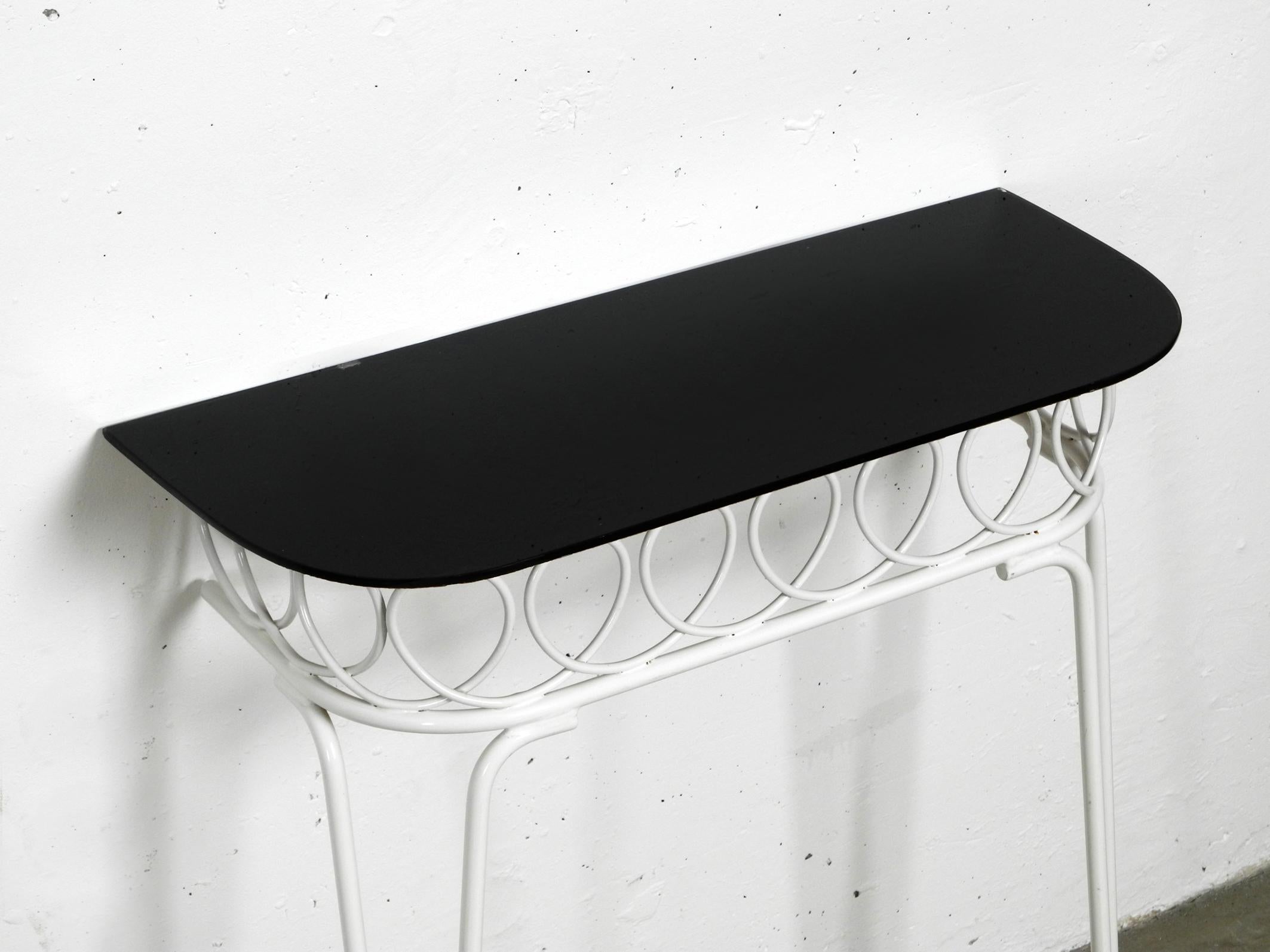 Midcentury Matal Wall Console Table with Glass Shelf, Münchner Boulevard Möbel In Good Condition In München, DE