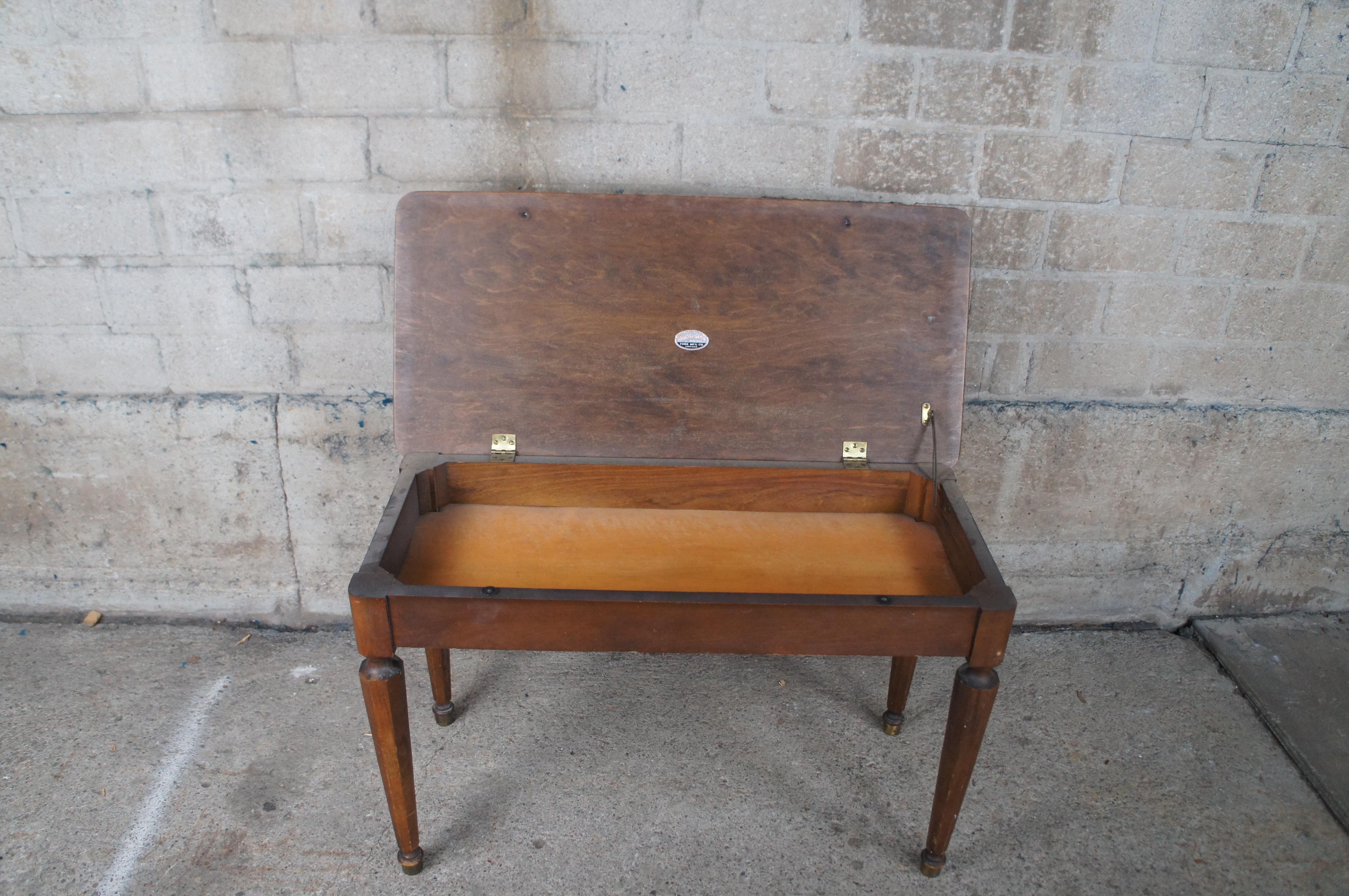 Medio Siglo Matchbook Nogal Tonkbench Chicago Foyer Piano Banco Asiento C/ Almacenamiento en venta 3