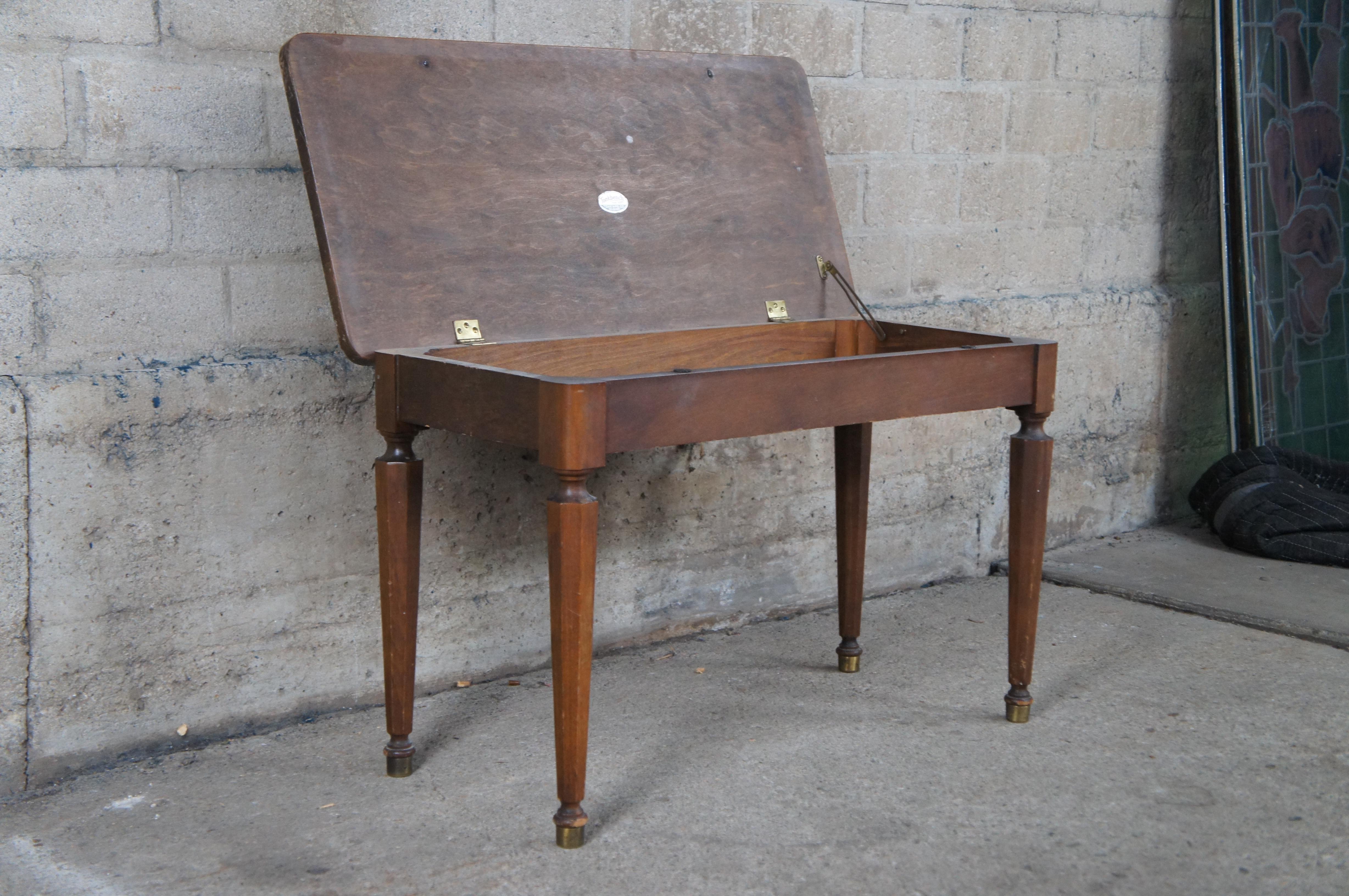 Medio Siglo Matchbook Nogal Tonkbench Chicago Foyer Piano Banco Asiento C/ Almacenamiento en venta 4