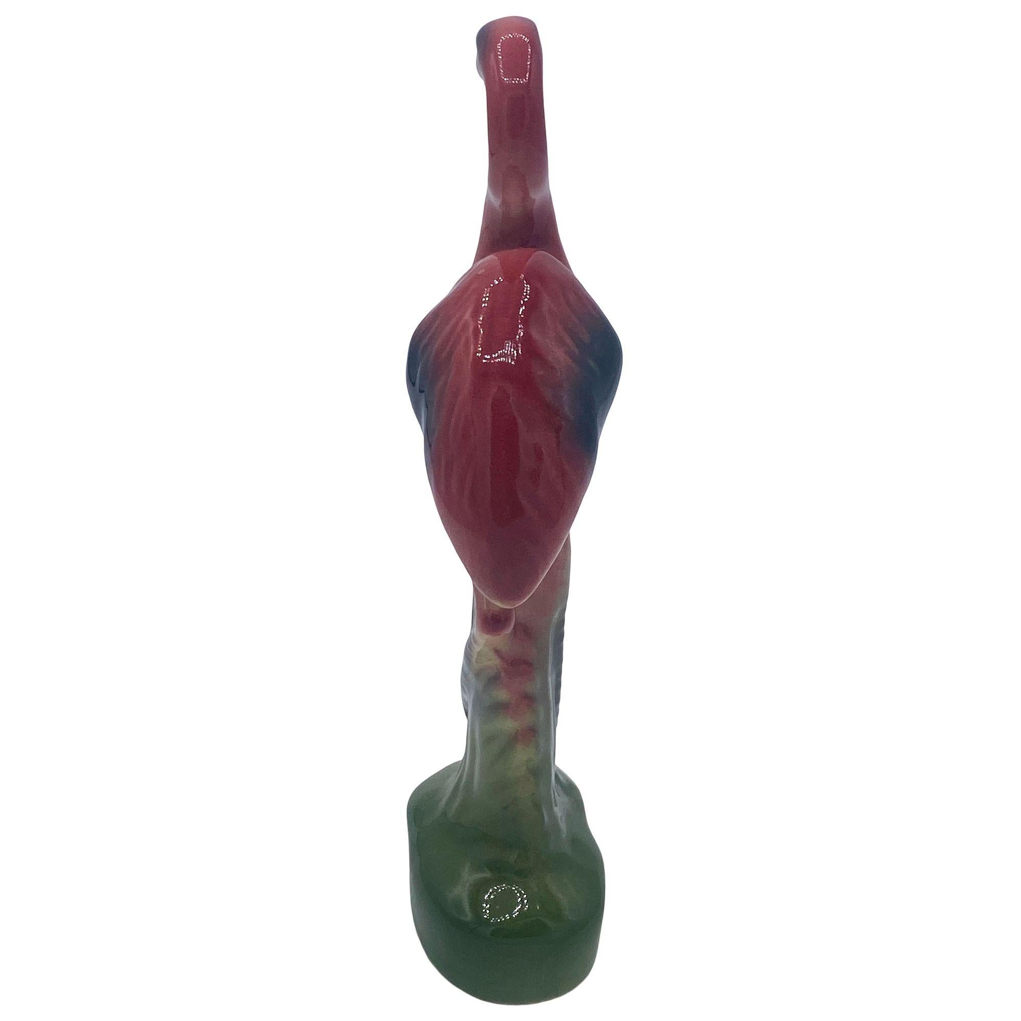 Mid-century Matching Miniature Pink Flamingo Ceramic Tabletop Figure Statues In Excellent Condition For Sale In Van Nuys, CA