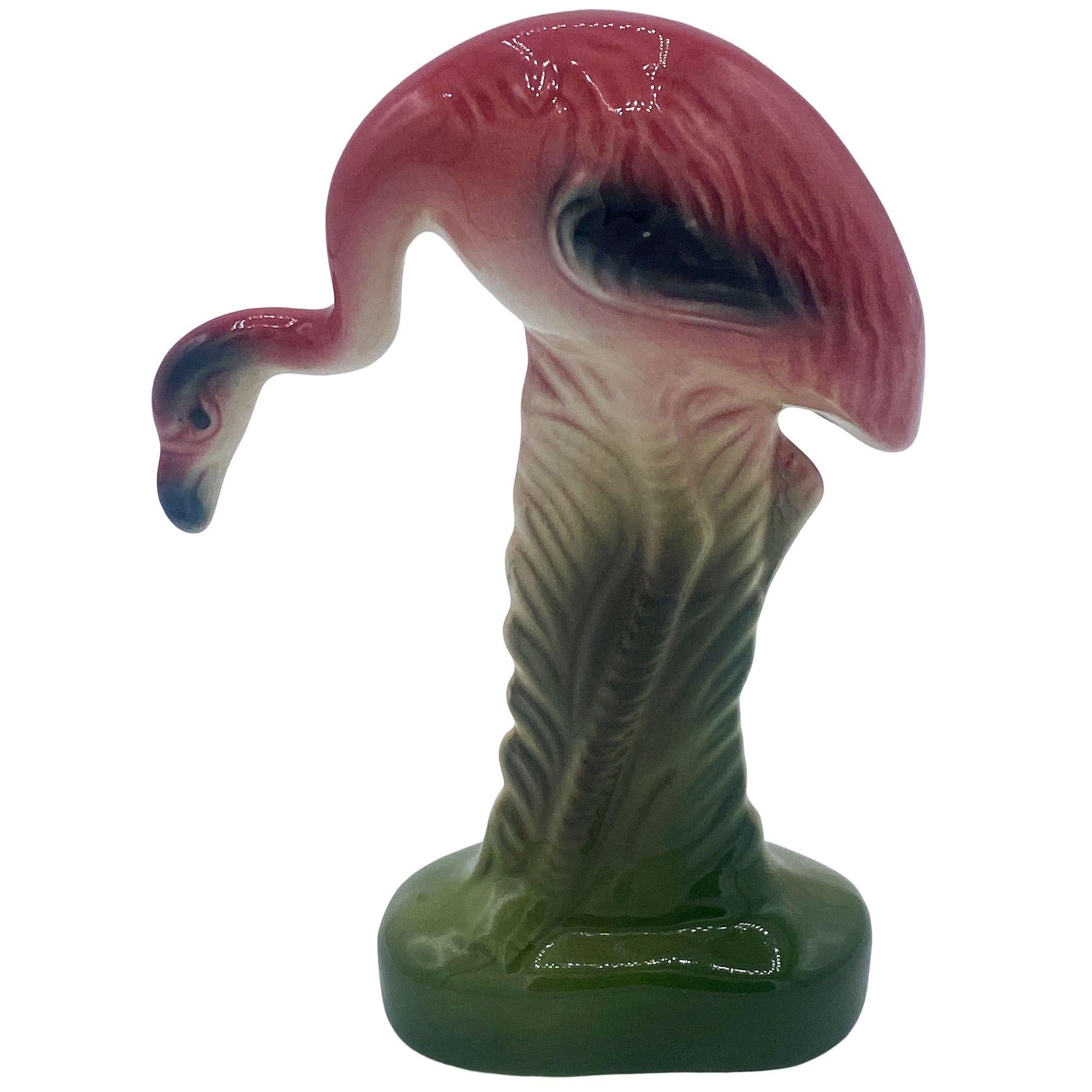 Mid-century Matching Miniature Pink Flamingo Ceramic Tabletop Figure Statues For Sale 2