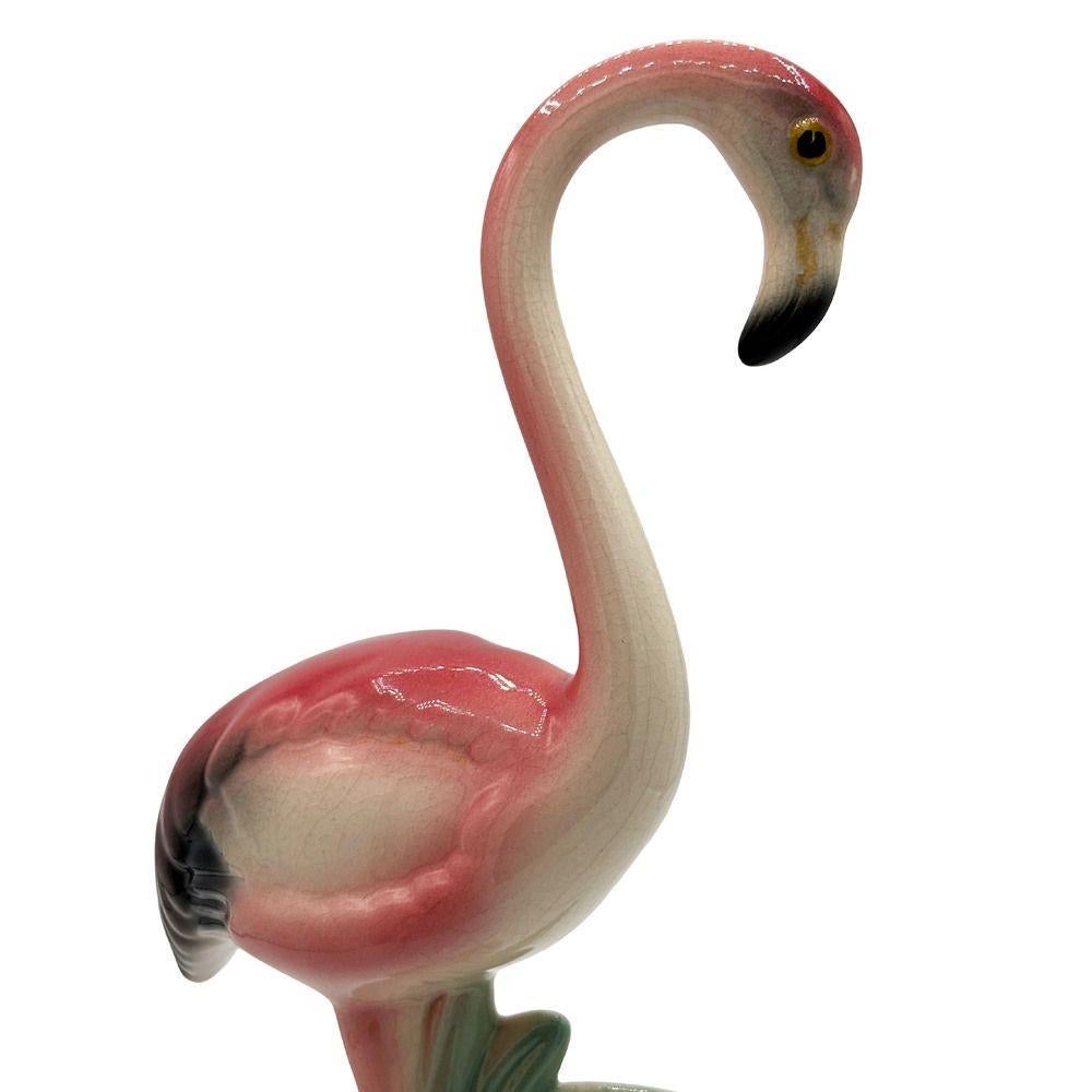 Mid-century Matching Pink Flamingo Ceramic Tabletop Vase Set By Brad Keeler For Sale 4