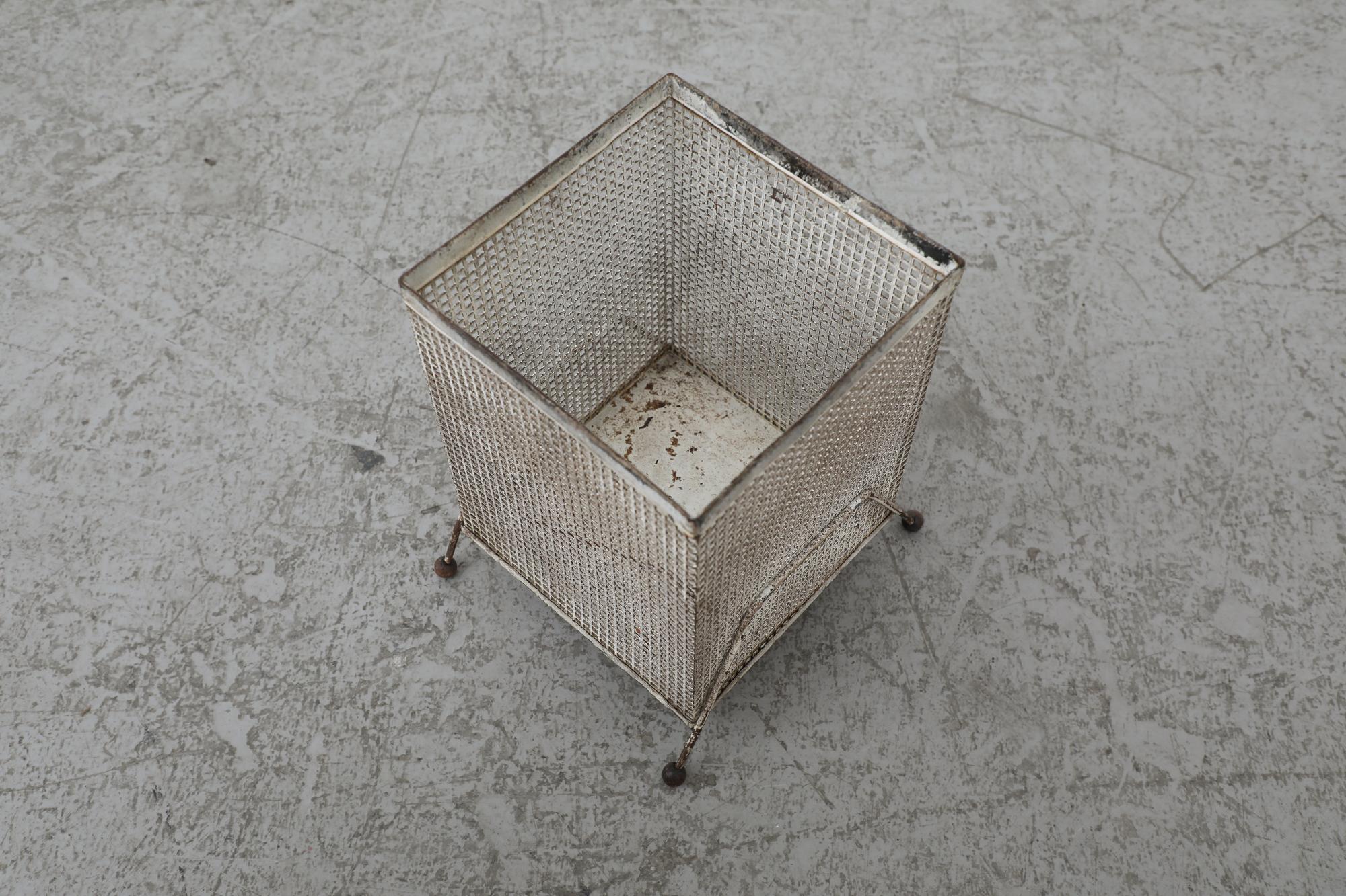 Enameled Mid-Century Mategot (attr) Perforated Metal Basket