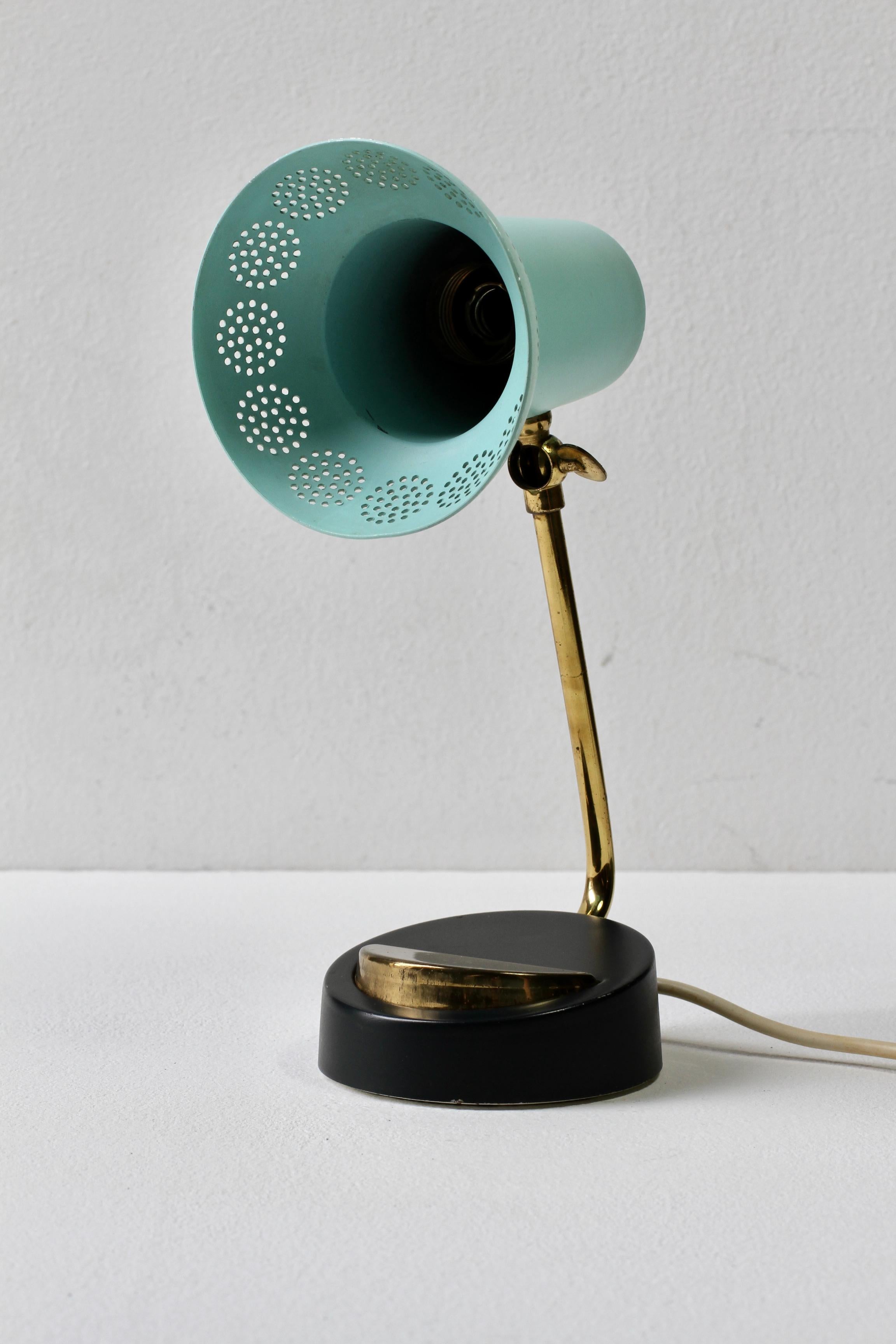 Mid-Century Matégot Style 1950s Perforated Metal Shade Table Lamp or Desk Light 2