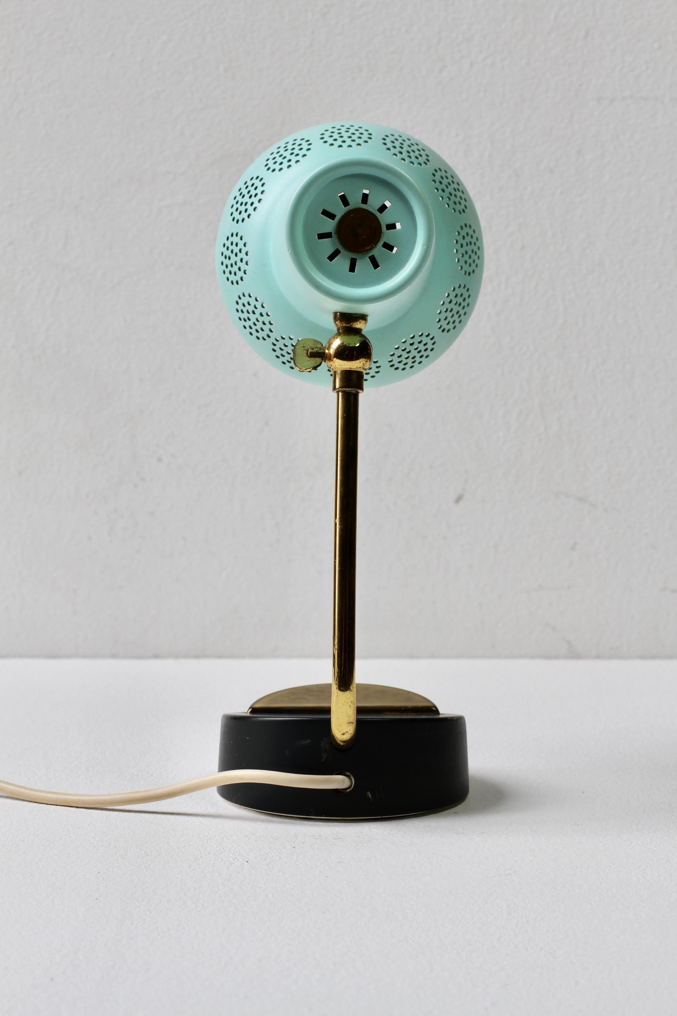 Polished Mid-Century Matégot Style 1950s Perforated Metal Shade Table Lamp or Desk Light
