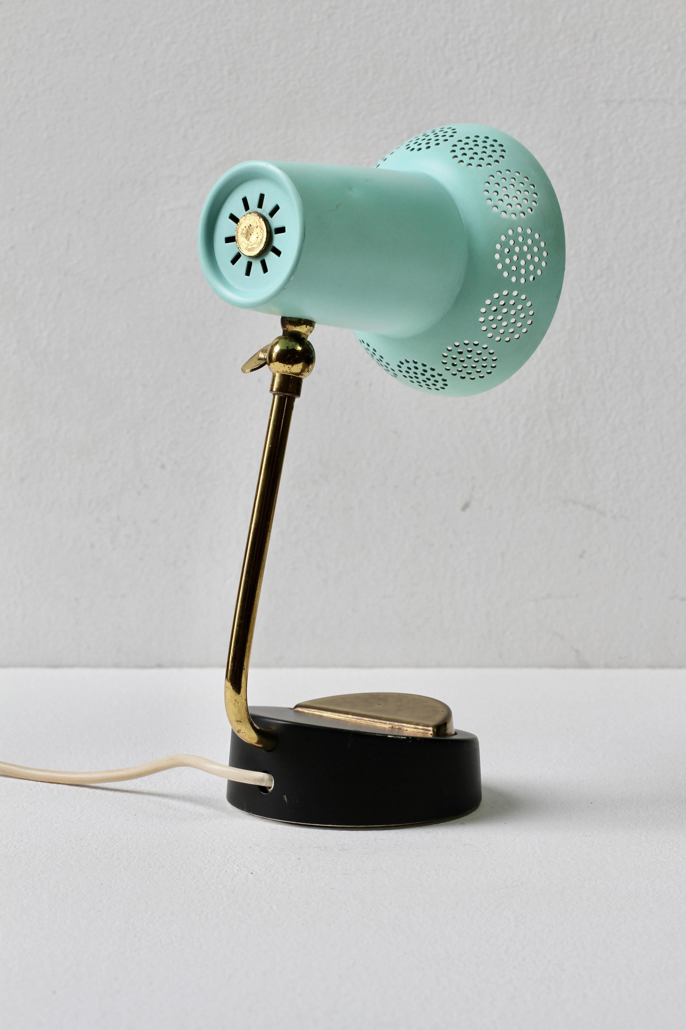 Mid-Century Matégot Style 1950s Perforated Metal Shade Table Lamp or Desk Light In Good Condition In Landau an der Isar, Bayern