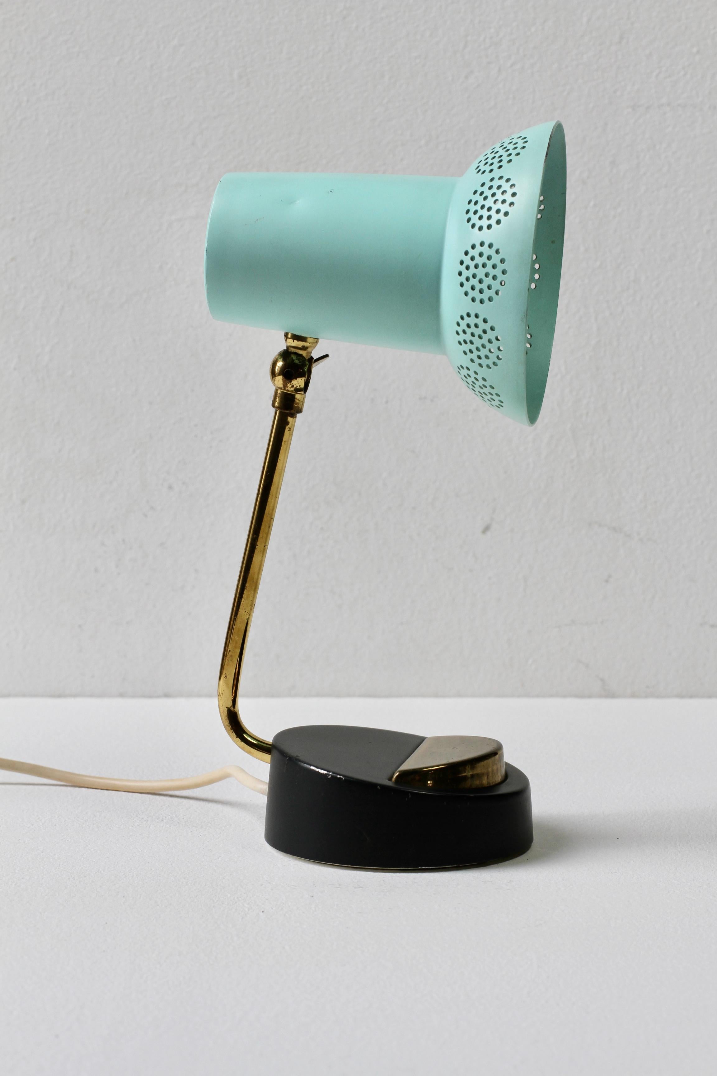 20th Century Mid-Century Matégot Style 1950s Perforated Metal Shade Table Lamp or Desk Light