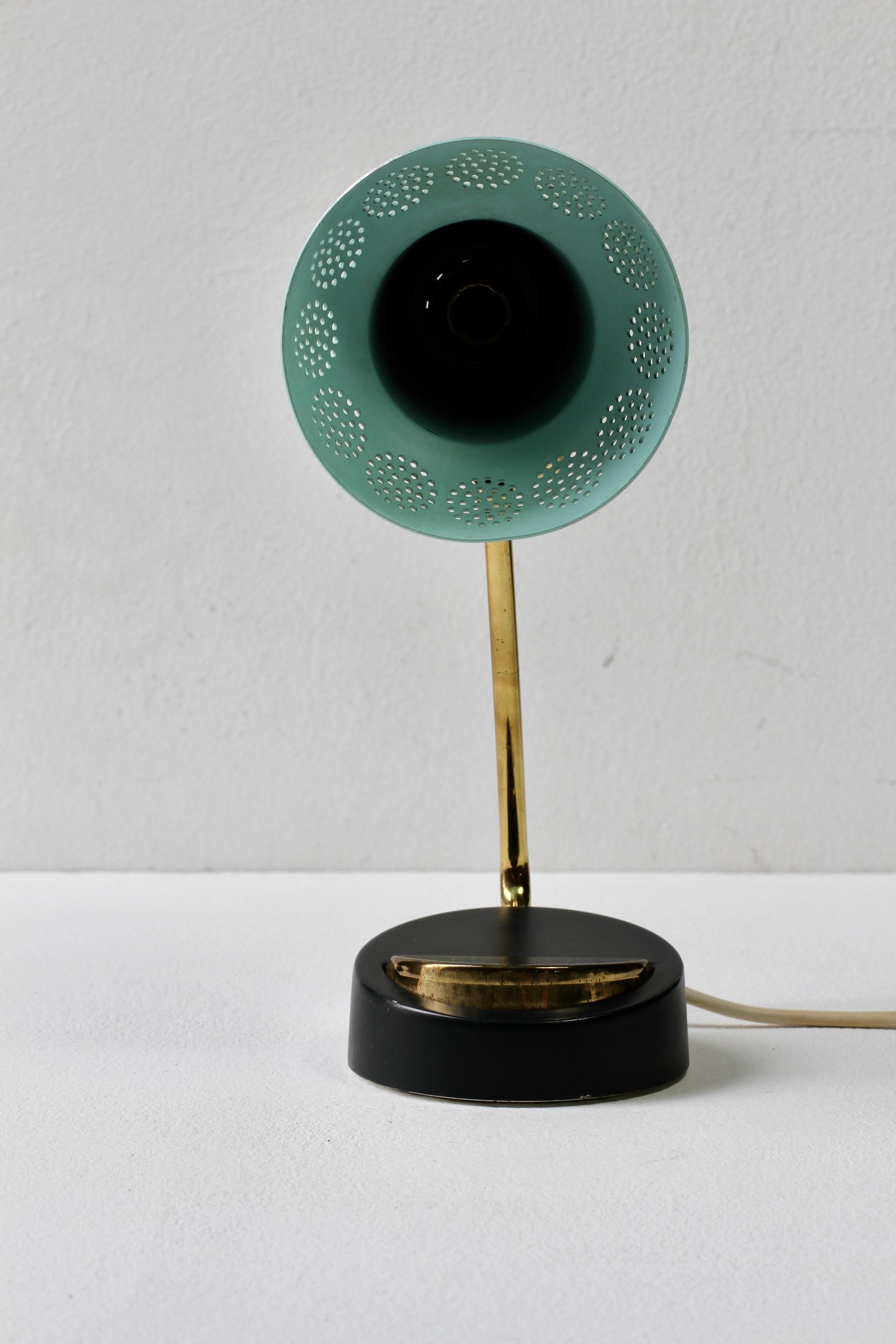 Mid-Century Matégot Style 1950s Perforated Metal Shade Table Lamp or Desk Light 1