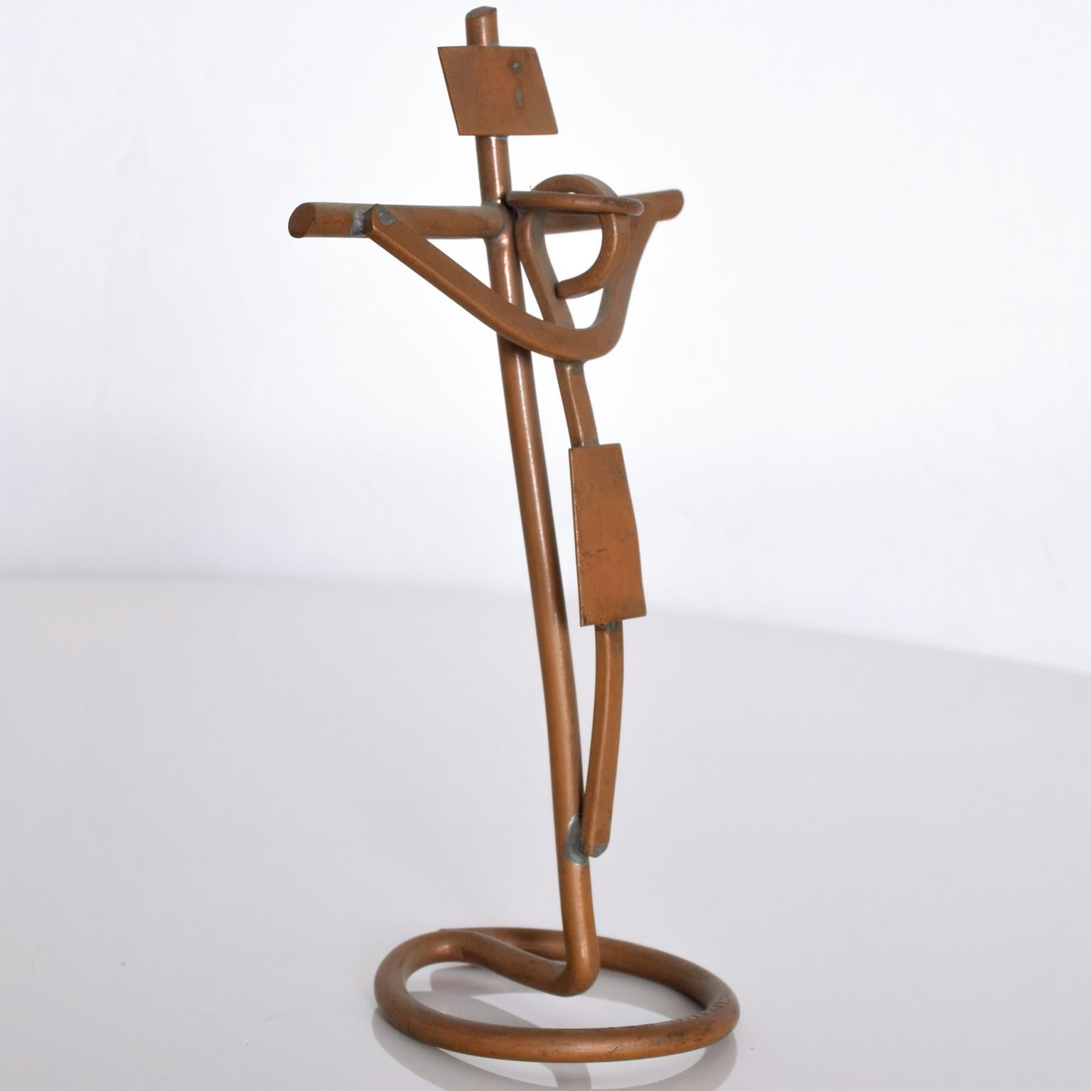 Mexican Midcentury Mathias Goertiz Cross Sculpture, Copper Silver