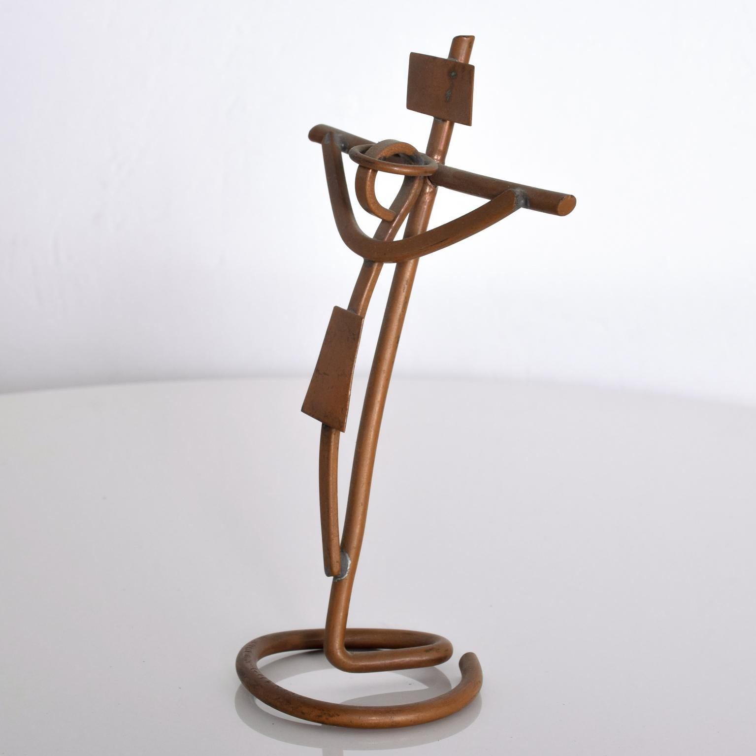Late 20th Century Midcentury Mathias Goertiz Cross Sculpture, Copper Silver
