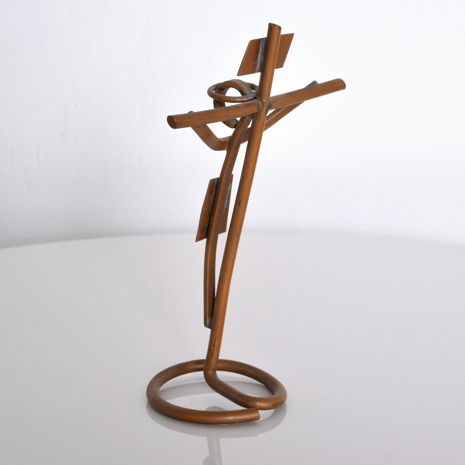 Midcentury Mathias Goertiz Cross Sculpture, Copper Silver 1
