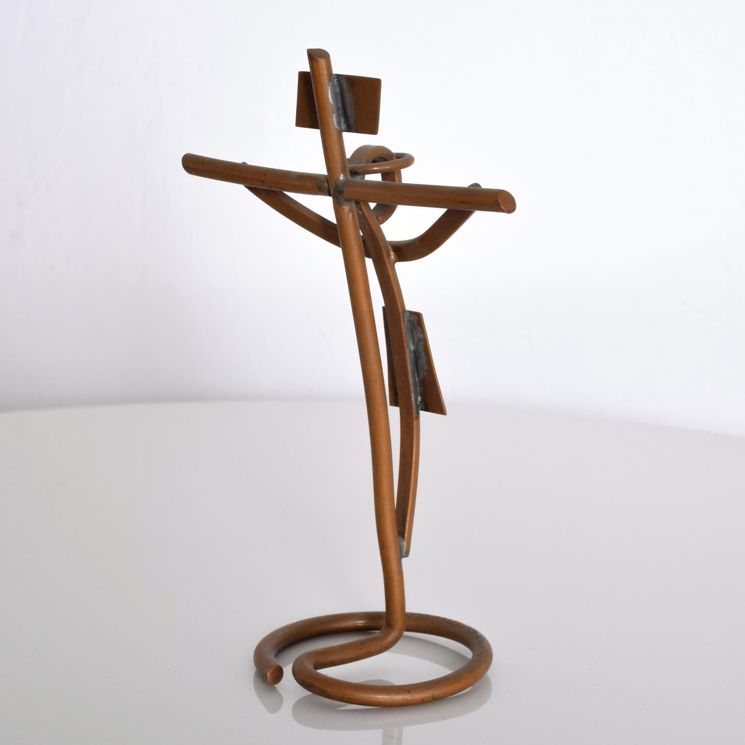Midcentury Mathias Goertiz Cross Sculpture, Copper Silver 3