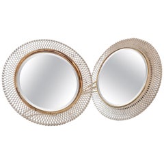 Mid-century Mathieu Matégot Metal and Acrylic Mother Pearl Vanity Mirrors, 1950