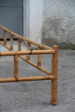 Midcentury Matrimonial Bett aus Bambus und Wiener Stroh Italienisches Design 1950er Jahre