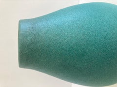 Mid Century Matte Turquoise glazed Ceramic Vase