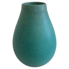 Mid Century Matte Turquoise glazed Ceramic Vase