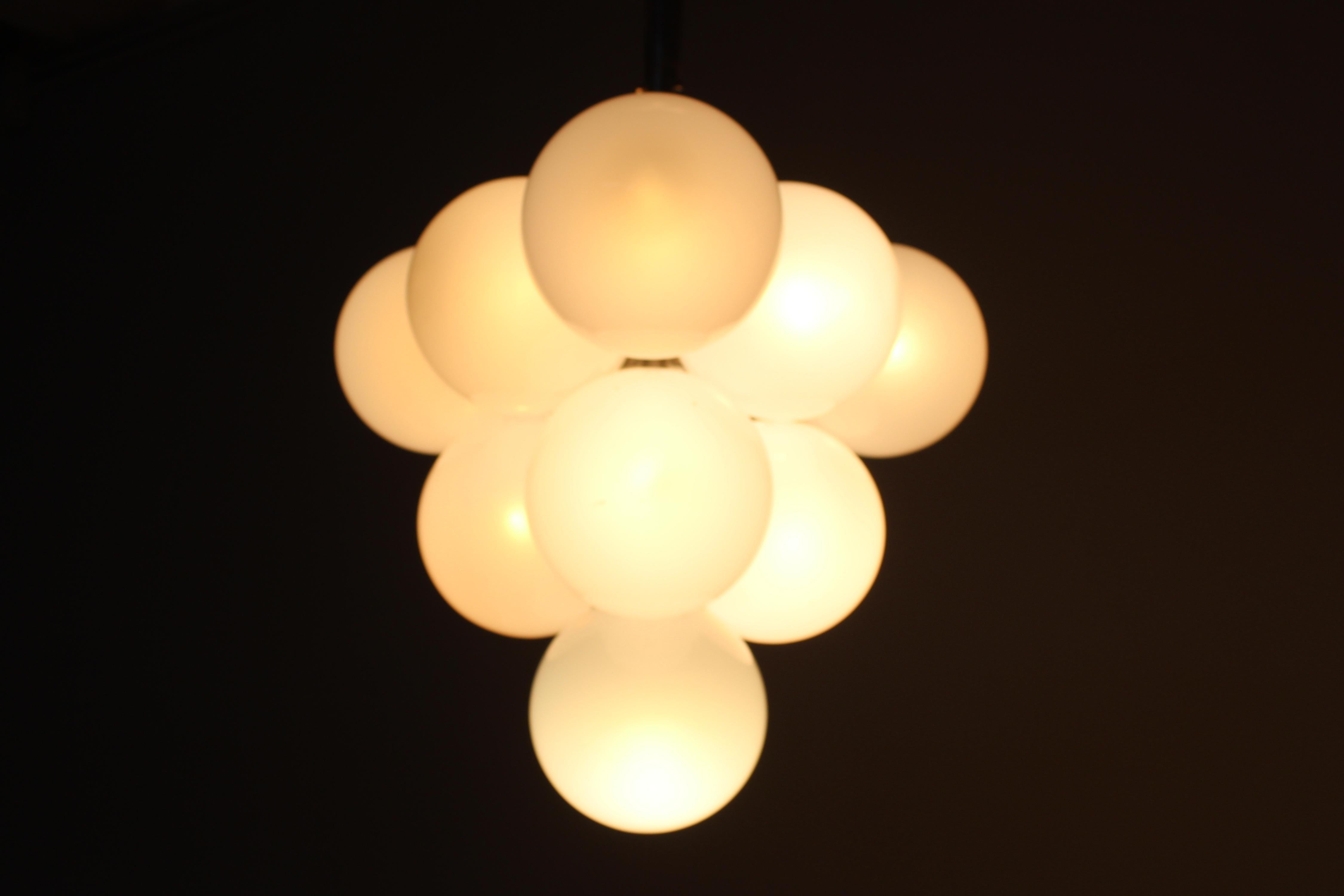 Mid-Century Max Bill (attr) Space Age Metal and Murano Glass Ceiling Lamp 60s 1